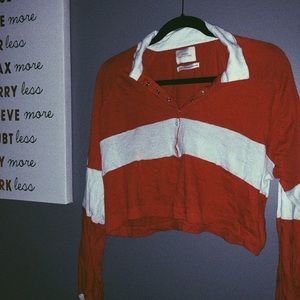 Urban Outfitters Red & White Polo Long Sleeve
